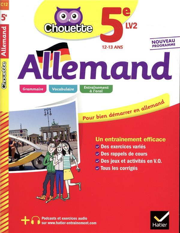 Chouette entraînement Tome 12 : allemand ; 5e LV2 (A1 vers A2) ; cahier d'entraînement et de révision
