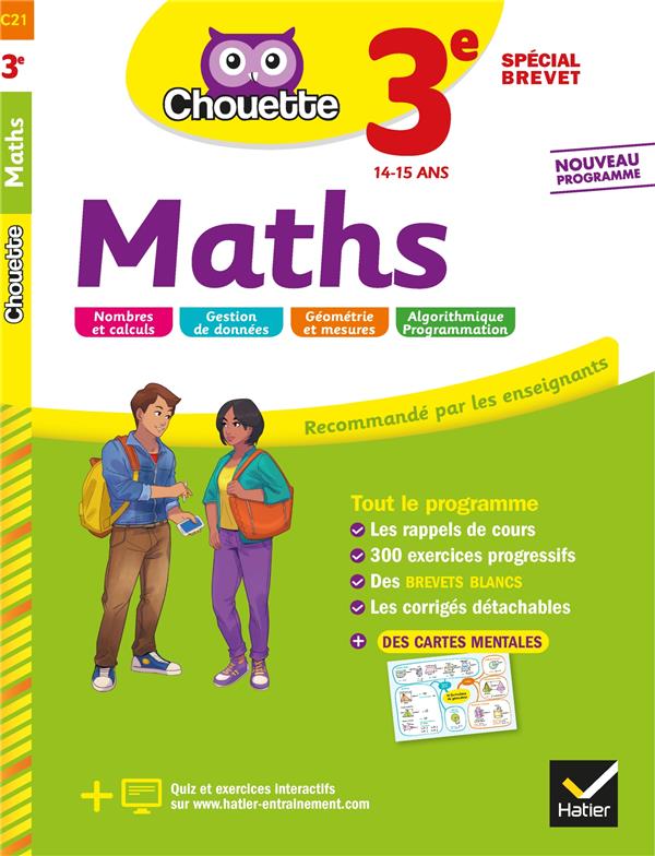 Chouette entraînement Tome 21 : maths ; 3e ; spécial brevet ; cahier d'entraînement et de révision