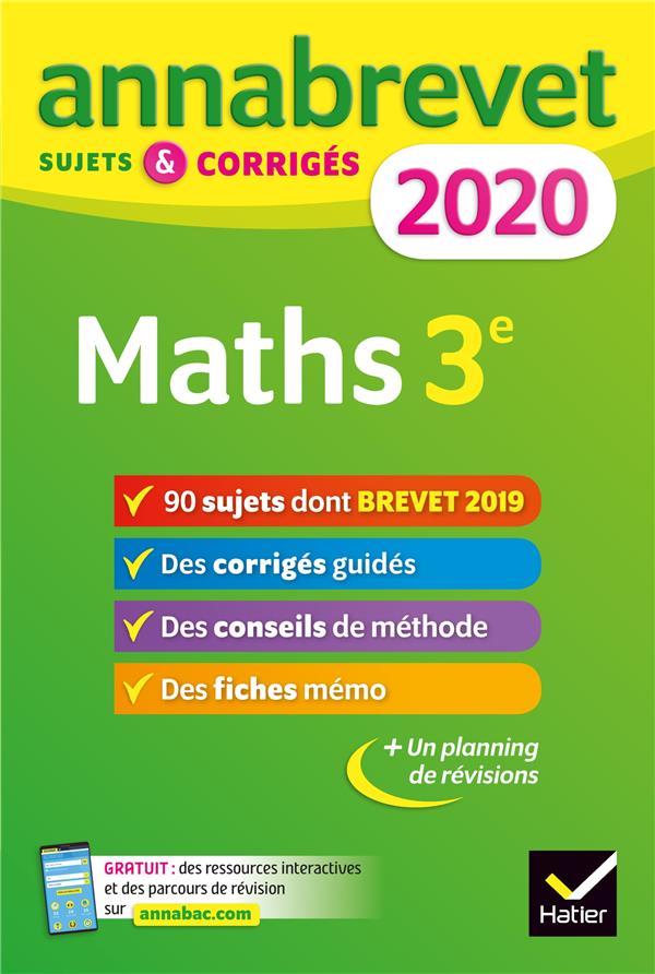 Annabrevet : mathématiques ; 3e (édition 2020)