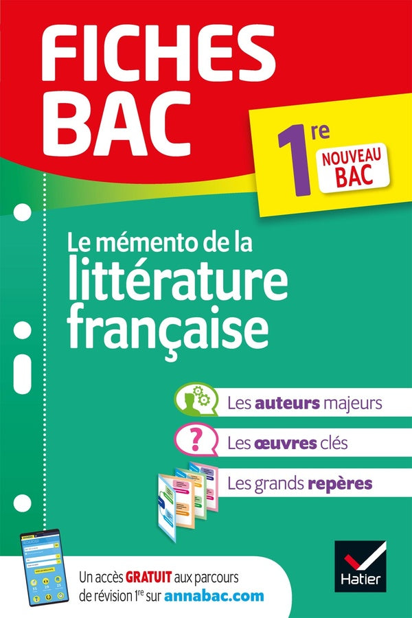Fiches bac Tome 50 : le mémento de la littérature française ; 1re