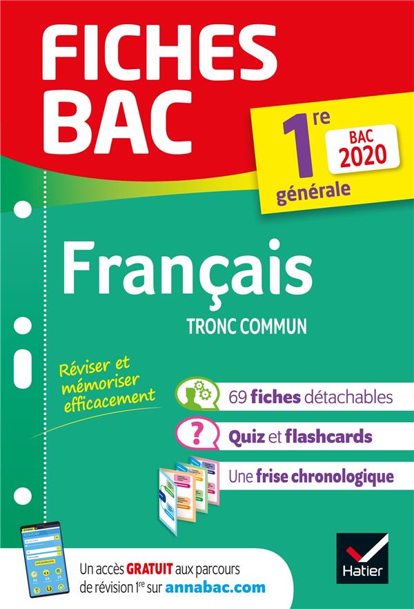 Fiches bac : français ; 1re générale