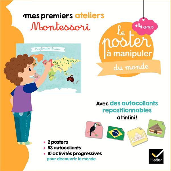 Mes premiers ateliers Montessori : coffret Montessori poster à manipuler du monde