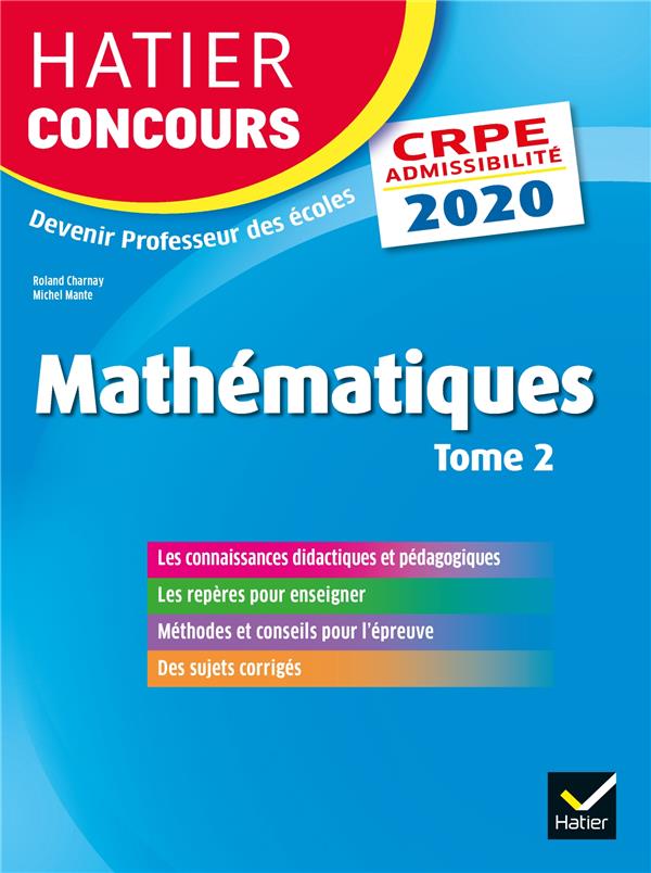 Mathématiques Tome 2 ; CRPE ; épreuve écrite d'admissibilité (édition 2020)