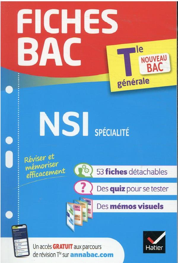 Fiches bac : NSI, spécialité ; terminale générale