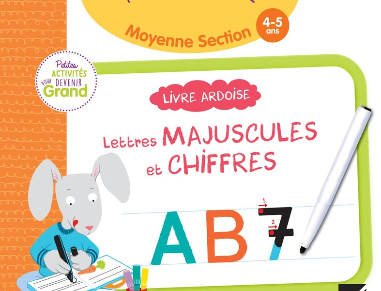 Livre ardoise ; MS ; lettres majuscules et chiffres