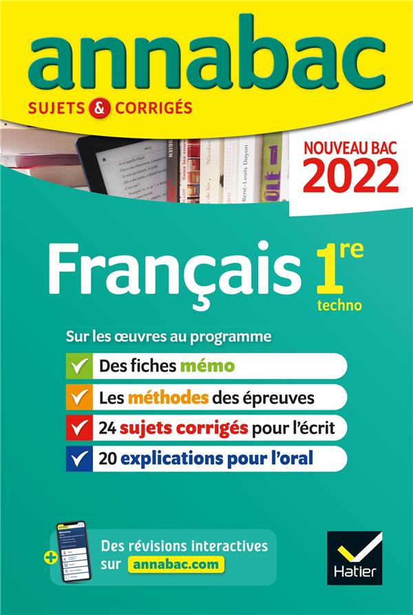Annabac sujets & corrigés : français ; 1re techno (édition 2022)