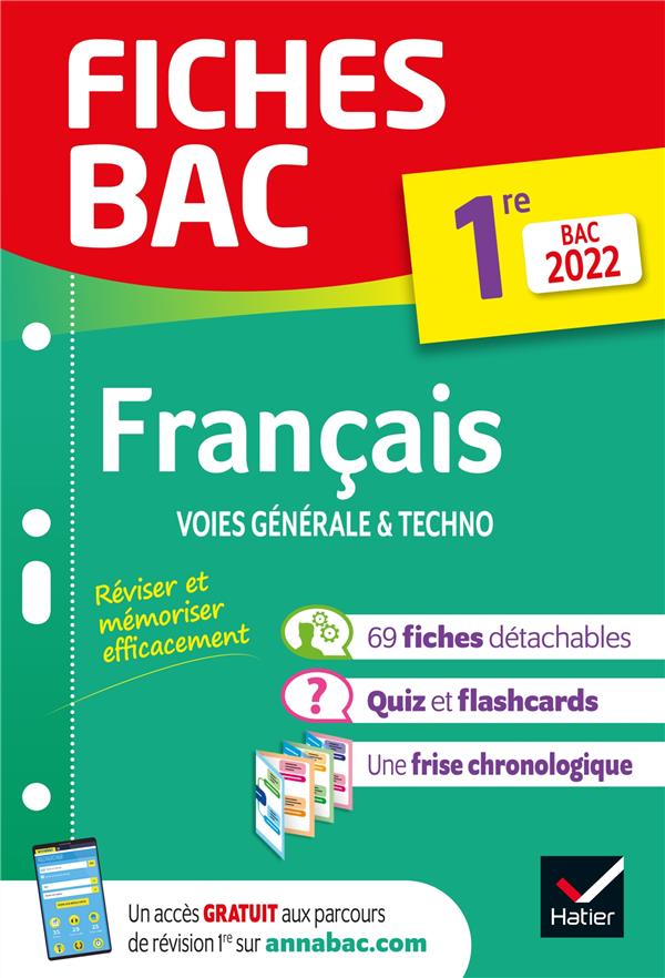 Fiches bac : français ; 1re générale & techno (édition 2022)