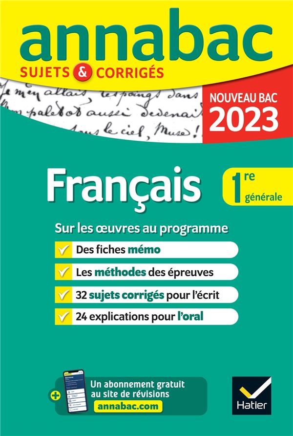 Annabac sujets & corrigés : français ; 1re générale (édition 2023)