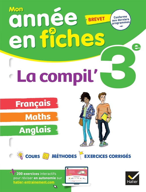 Mon année en fiches : français, maths, anglais ; 3e ; la compil'