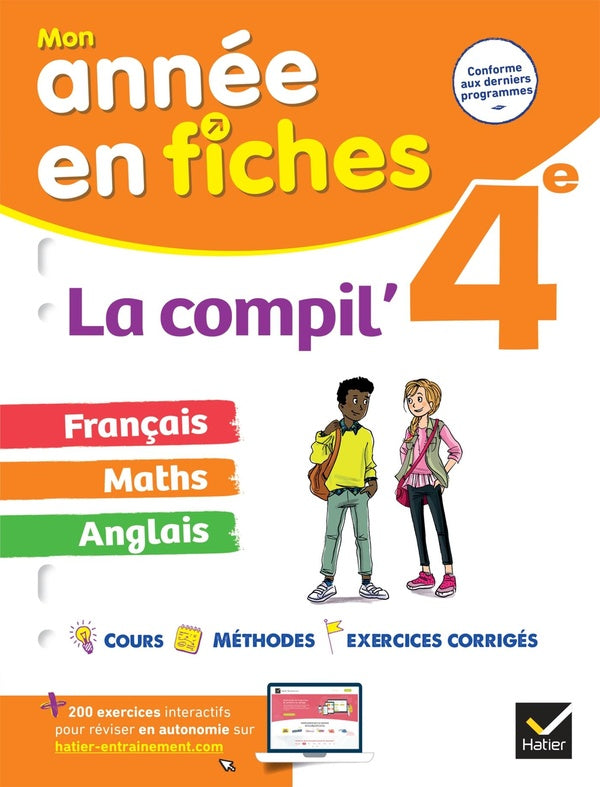 Mon année en fiches : français, maths, anglais ; 4e ; la compil'
