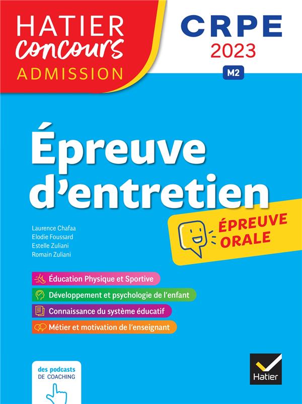 CRPE ; épreuve d'entretien ; épreuve orale d'admission (édition 2023)