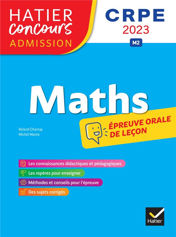 CRPE ; maths ; épreuve orale de leçon (édition 2023)