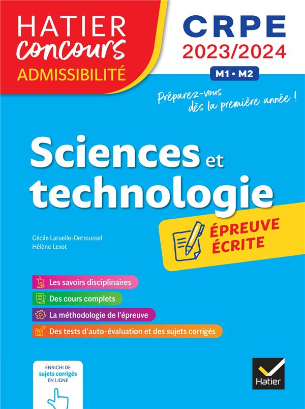 Sciences et technologie ; CRPE ; épreuve écrite d'admissibilité (édition 2023/2024)