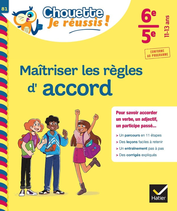 Maîtriser les règles d'accord ; 6e, 5e ; cahier de soutien en français