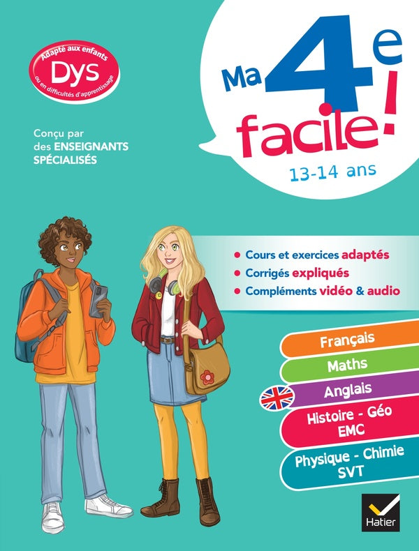 Ma 4e facile ! tout-en-un ; adapté aux enfants dyslexiques (dys) ou en difficulté d'apprentissage