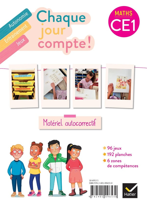 Chaque jour compte ! : maths ; CE1 ; les ateliers ; matériel autocorrectif