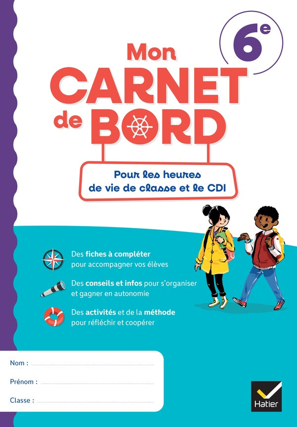 Mon carnet de bord pour les heures de vie de classe et le CDI ; 6e