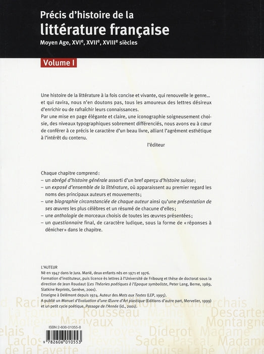 Précis d'histoire de la littérature française ; du Moyen âge au XVIIIe Tome 1