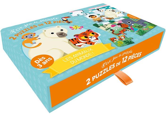 P'tits jeux : p'tit jeu de puzzle ; 2 puzzles de 12 pièces ; les animaux du monde ! - flash vidéo