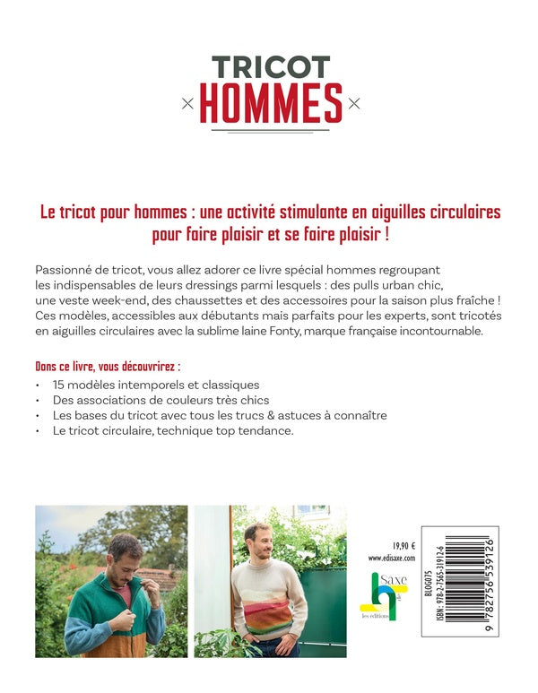 Tricot hommes : 15 patrons en aiguilles circulaires