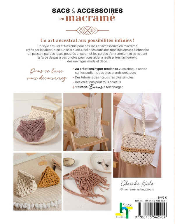 Sacs & accessoires en macramé : 20 projets tendance en pas-a-pas