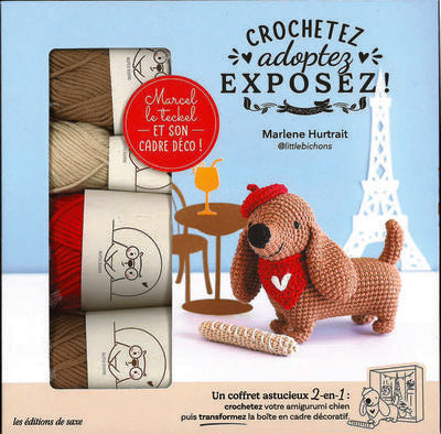 Crochetez, adoptez, exposez ! Un coffret astucieux 2-en-1 : Marcel le teckel et  son cadre déco !
