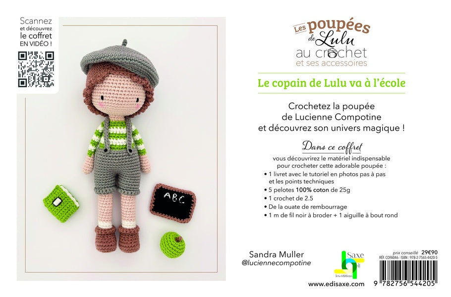 Coffret les Poupées de Lulu au crochet et ses accessoires : Le copain de Lulu va à l'école