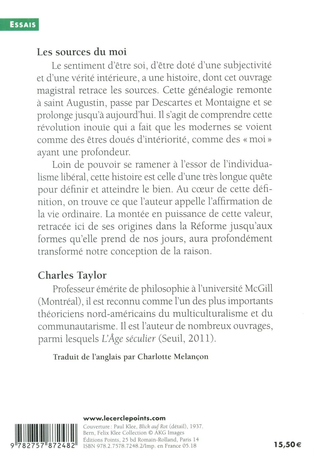 Les sources du moi ; la formation de l'identité moderne