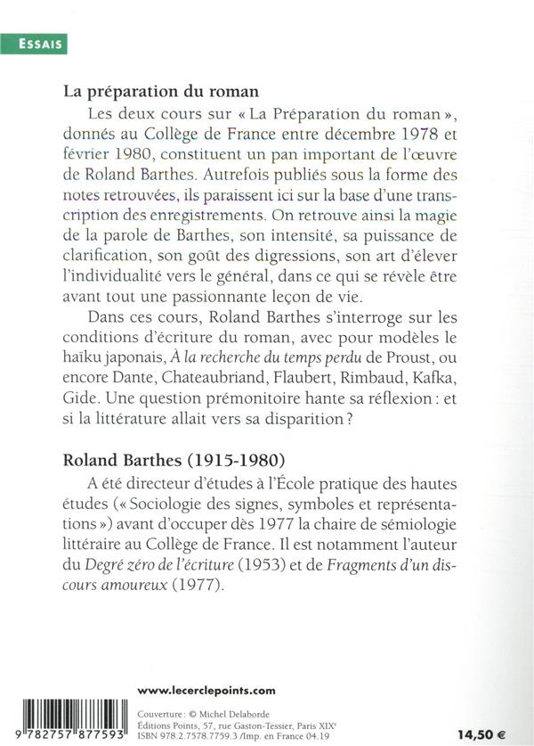 La préparation du roman: Cours au Collège de France (1978-1979 et 1979-1980)