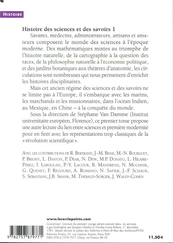 Histoire des sciences et des savoirs Tome 1 ; de la Renaissance aux Lumières
