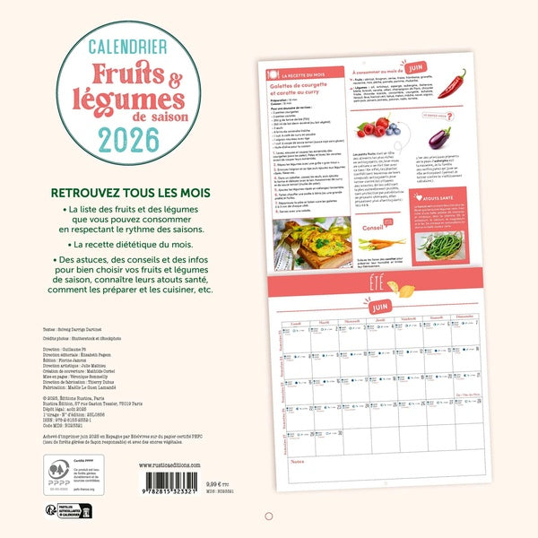 Calendrier fruits et légumes de saison (édition 2026)