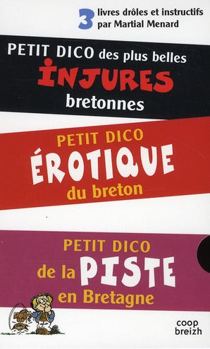3 petits dicos ; coffret ; petit dico des injures ; petit dico de la piste en Bretagne ; petit dico érotique du breton