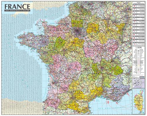France, carte murale laminée avec barres - flash vidéo
