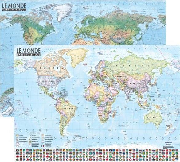 Le monde : Carte politique et physique