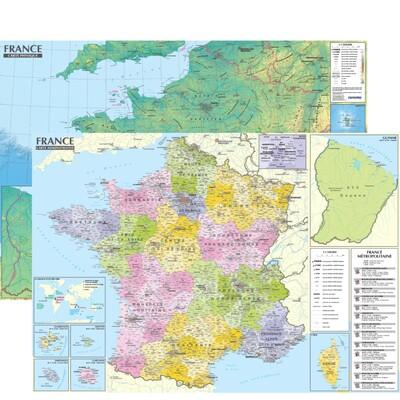 France : Carte administrative et physique (édition 2025)