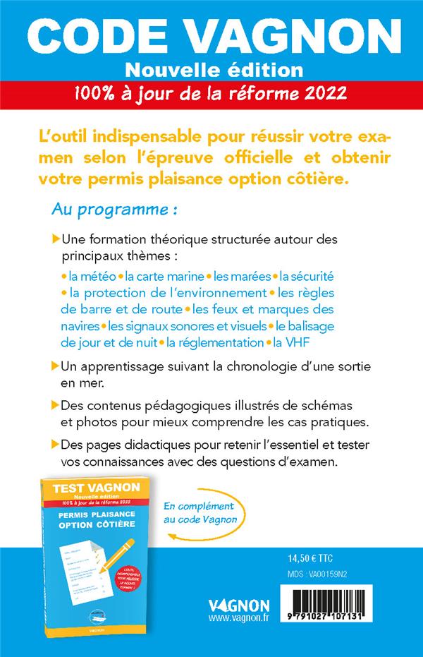 Code Vagnon : Permis plaisance, option côtière (édition 2026)