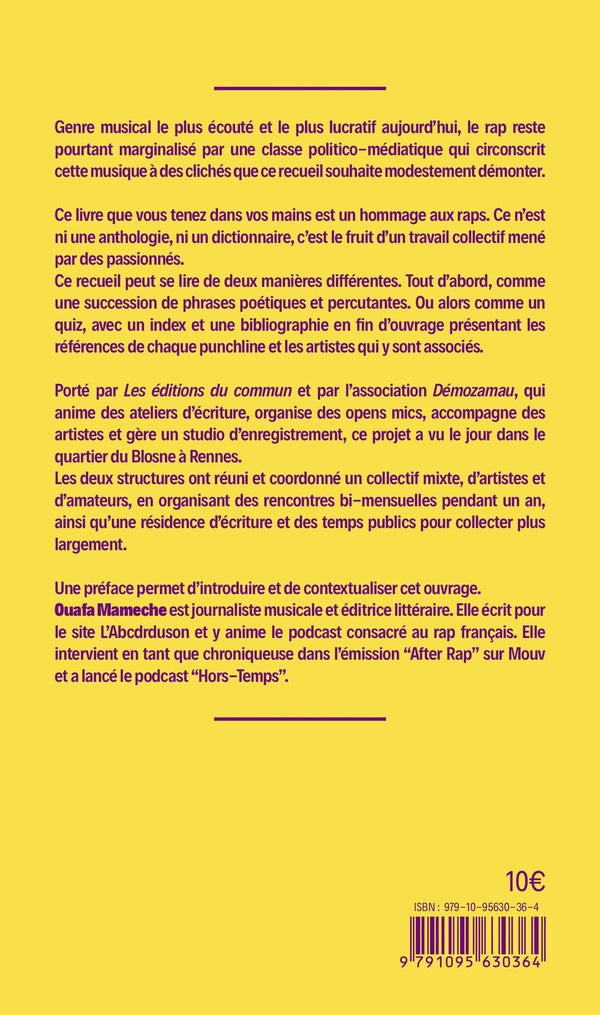 Recueil rap à punchlines ; 600 phrases percutantes de plus de 200 artistes sur 30 années de raps francophones