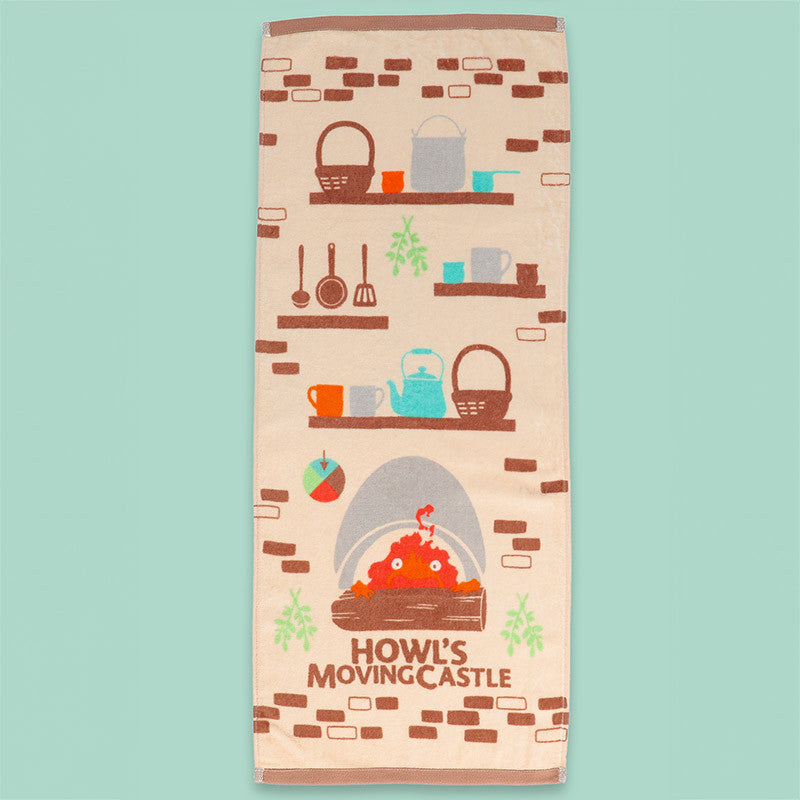 Ghibli - Le Château ambulant - Serviette Natsu Cuisiner avec Calcifer 34x80cm