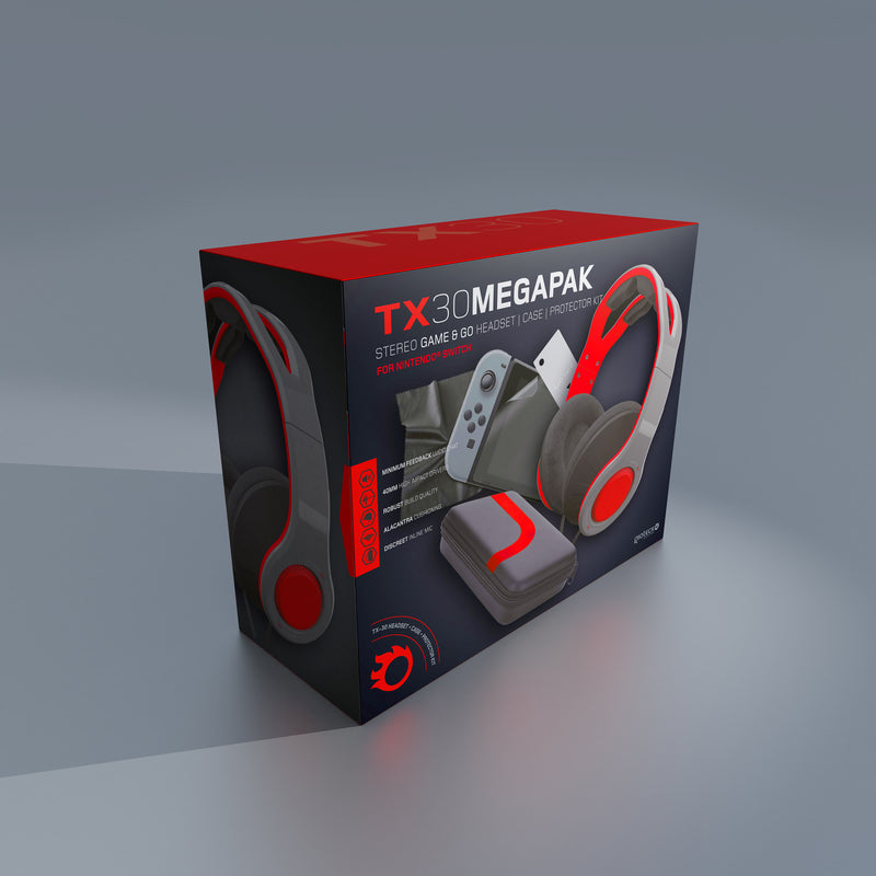 Gioteck - Mégapack TX30 - Casque stéréo Game & Go + Boitier de transport + Kit de protection pour Nintendo Switch
