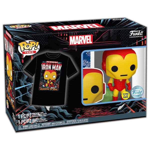 Funko Pop! & Tee: Marvel - Holiday Iron Man (Glow in the Dark) - L - flash vidéo