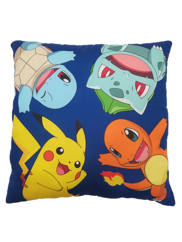 Pokémon - Coussin double face Poké-Ball et Starter (40x40cm) - flash vidéo