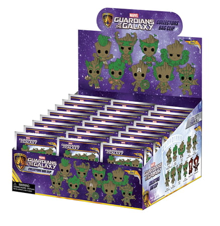 Les Gardiens de la Galaxie - Assortiment en blind box de figurines de sac de collection Groot (Série 2) en mousse (24 pcs) - flash vidéo