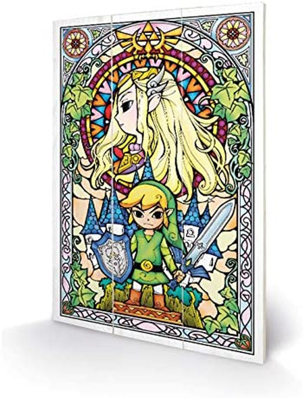 The Legend Of Zelda - Vitrail Impression sur Bois 20 X 29.5 cm