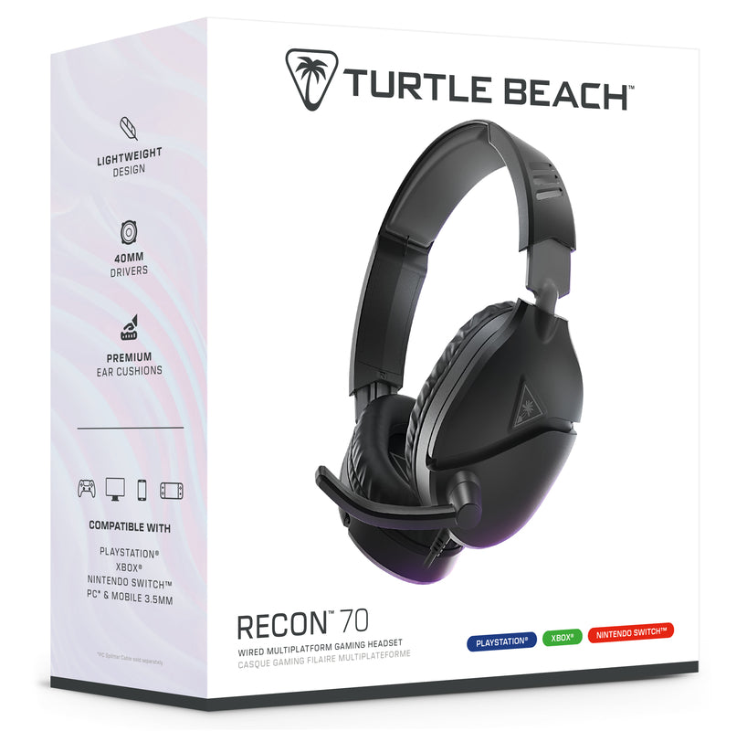 Turtle Beach - Casque de jeu filaire Recon 70 Noir pour PlayStation, Xbox et Nintendo Switch