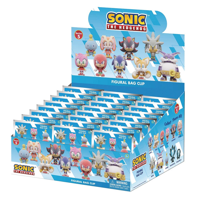 Sega - Sonic the Hedgehog - Assortiment en blind bag de figurines de sac de collection en mousse (Flocked) (Série 5) (24 pcs)