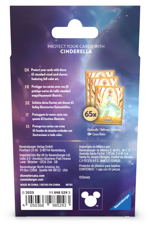 Disney Lorcana JCC : L'île d’Archazia - Pack de 65 Protèges-cartes Cendrillon