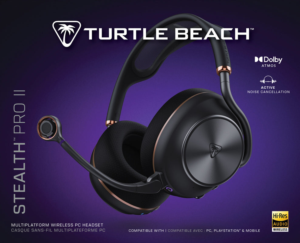 Turtle Beach - Casque sans fil multiplateforme Stealth Pro II Noir pour PC, PlayStation et appareils mobiles Bluetooth