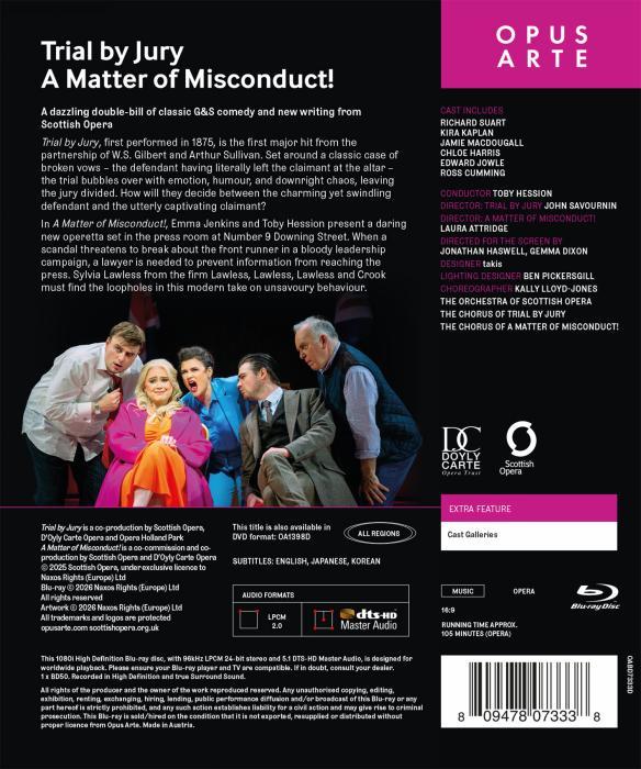 Gilbert & Sullivan : Trial by Jury. Hession & Jenkins : A Matter of Misconduct. Scottish Opera, Hession, Savournin, Attridge. [Blu-ray]