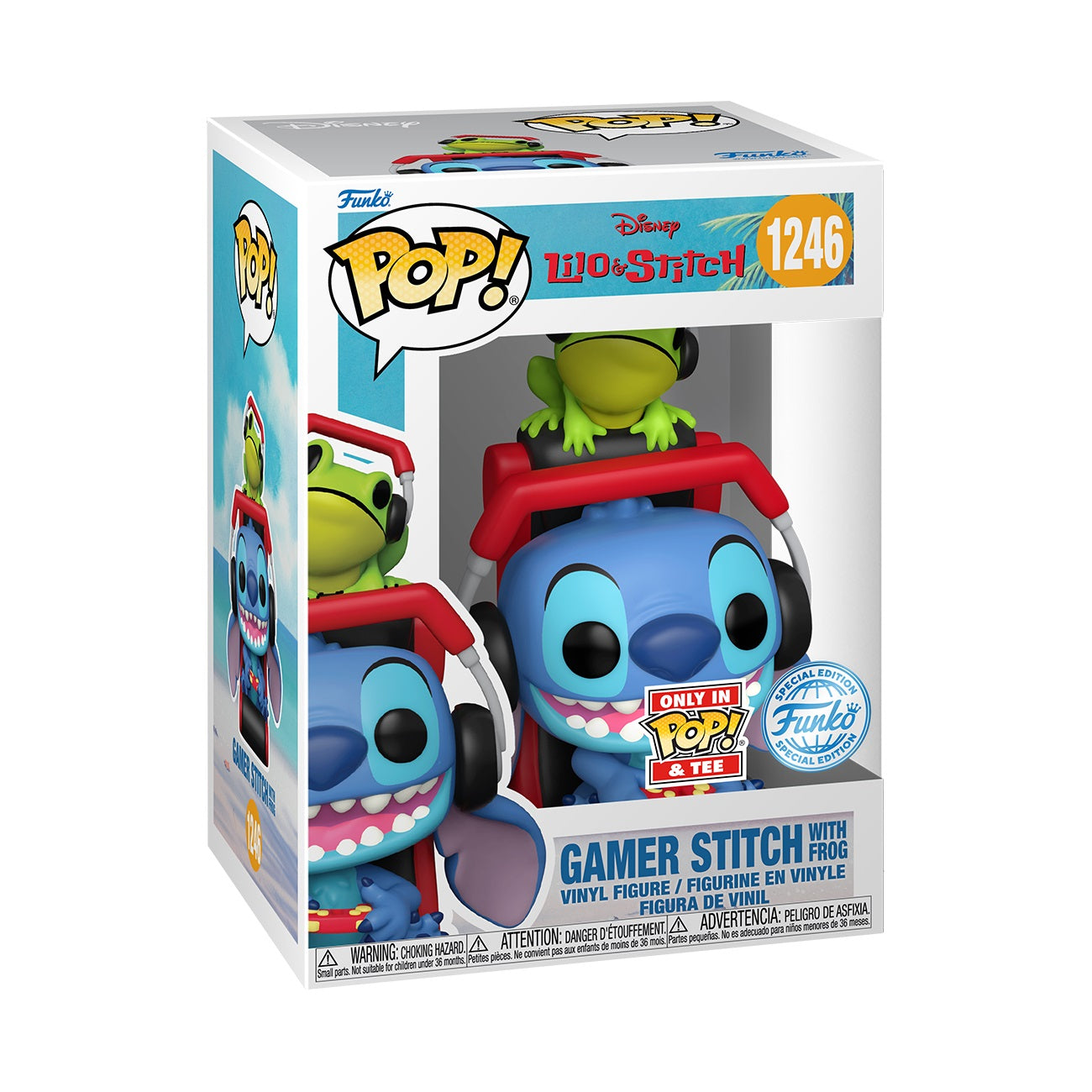 Funko Pop! & Tee: Lilo & Stitch - Gamer Stitch with Frog - M