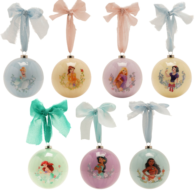 Disney - Lot de 7 Boules de Noël Princesses dans un Coffret Cadeau